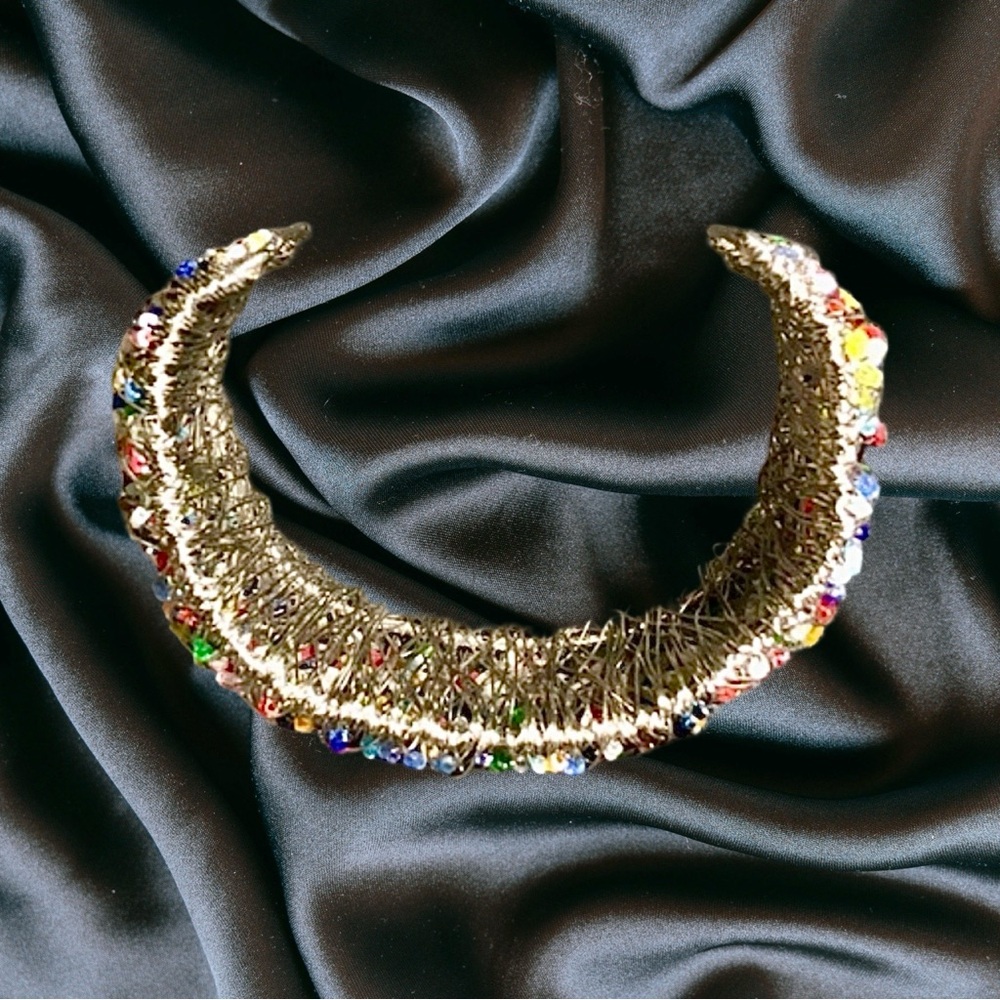 Jazz Multi Bead Wire Wrapped Cuff - image 4